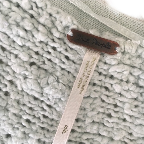 FREE PEOPLE Light Seafoam Green Found My Friend Nubby Cropped Sweater Size Small - Picture 6 of 7